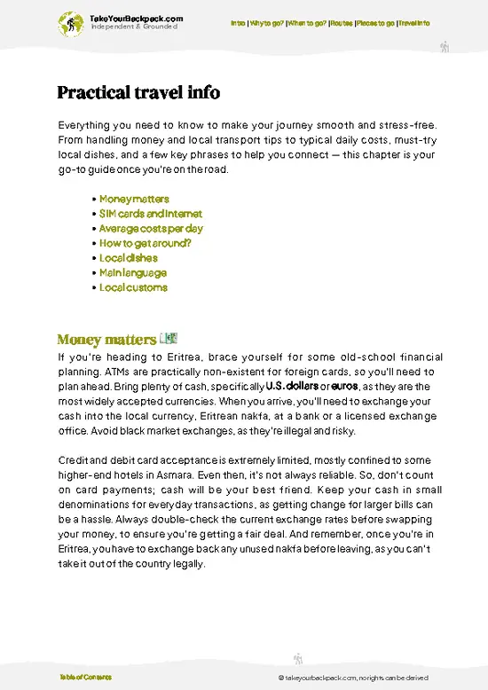 example page 7 from our offline Travel Guide for Eritrea