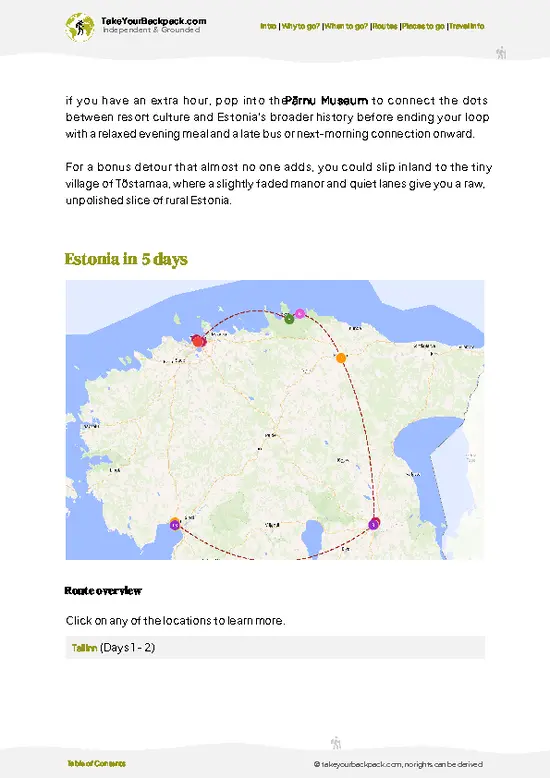 example page 4 from our offline Travel Guide for Estonia