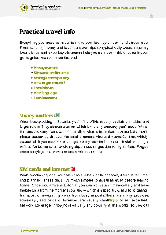 example page 7 from our offline Travel Guide for Estonia