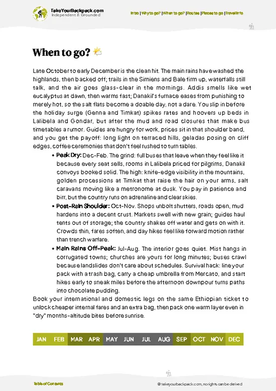 example page 3 from our offline Travel Guide for Ethiopia