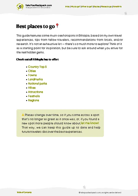 example page 5 from our offline Travel Guide for Ethiopia