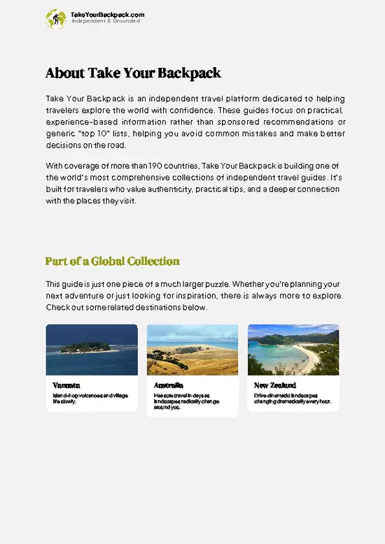 example page 1 from our offline Travel Guide for Fiji