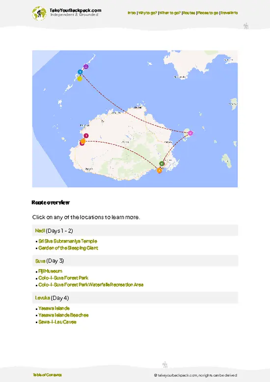example page 4 from our offline Travel Guide for Fiji