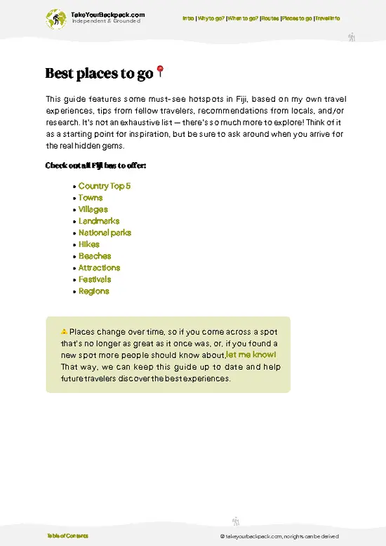 example page 5 from our offline Travel Guide for Fiji