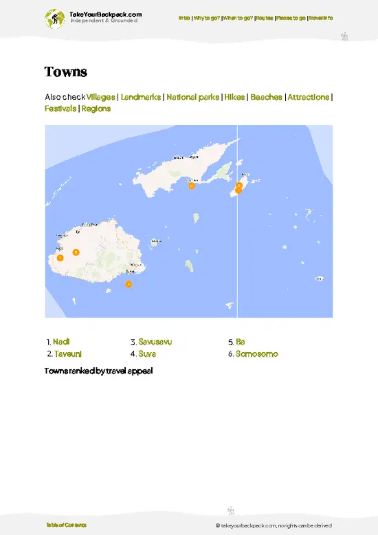 example page 6 from our offline Travel Guide for Fiji