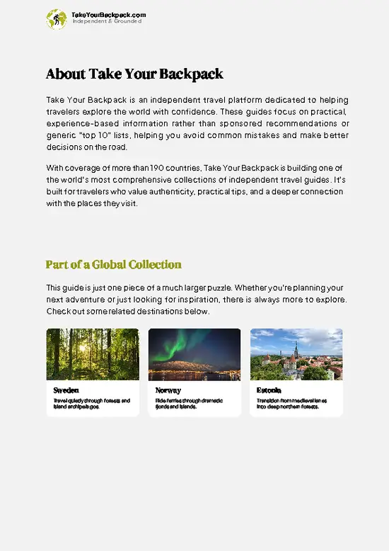 example page 1 from our offline Travel Guide for Finland