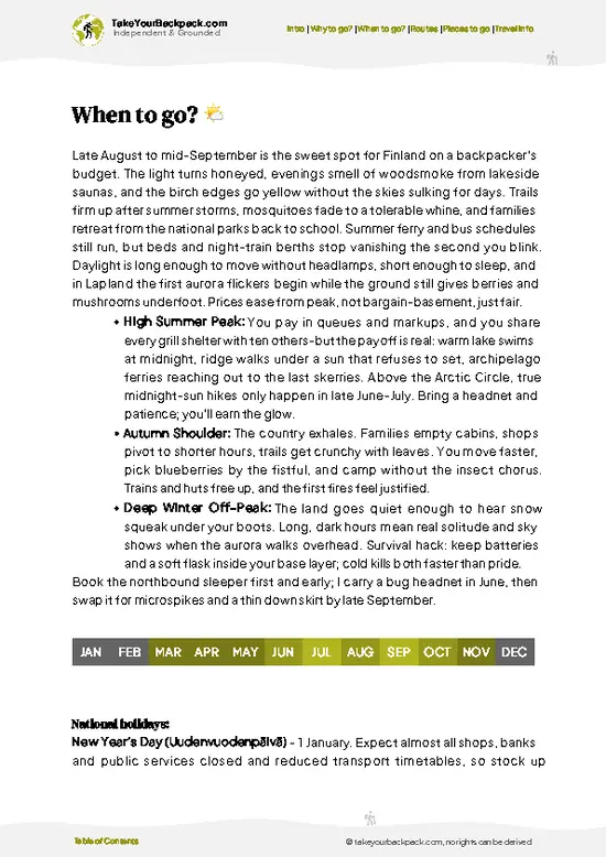 example page 3 from our offline Travel Guide for Finland