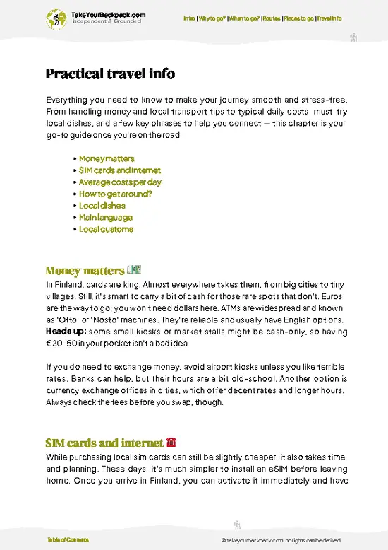 example page 7 from our offline Travel Guide for Finland