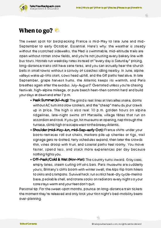 example page 3 from our offline Travel Guide for France