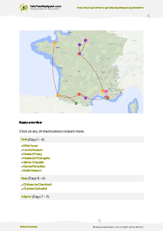 example page 4 from our offline Travel Guide for France