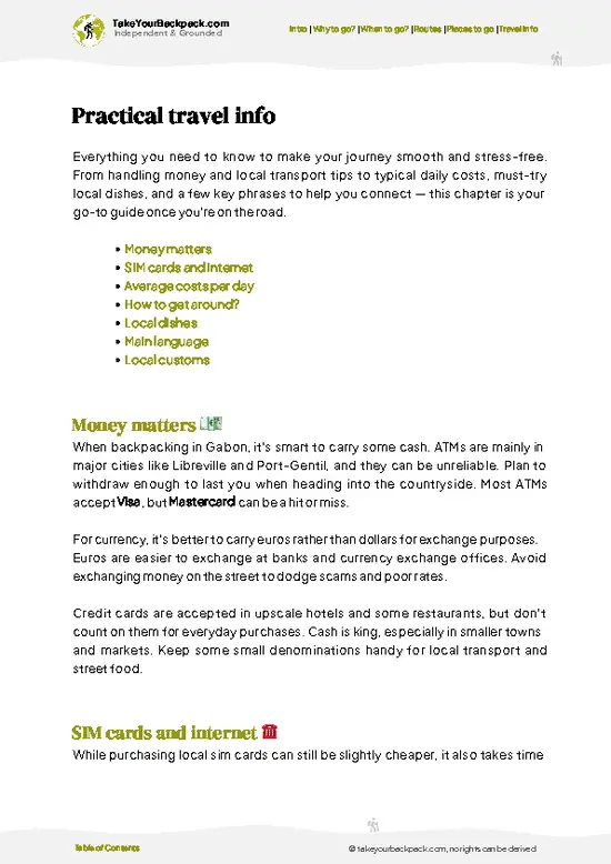 example page 7 from our offline Travel Guide for Gabon