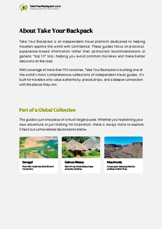 example page 1 from our offline Travel Guide for Gambia