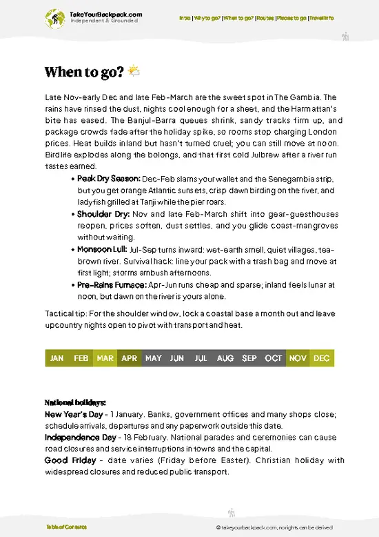 example page 3 from our offline Travel Guide for Gambia