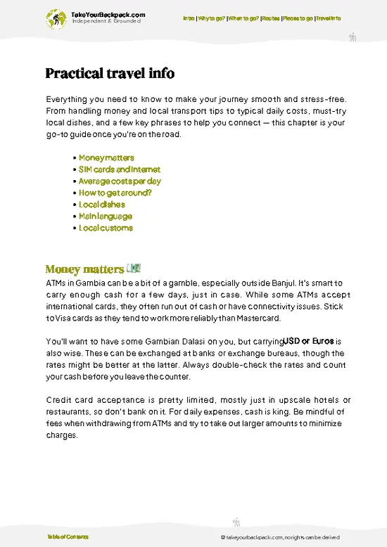 example page 7 from our offline Travel Guide for Gambia
