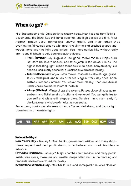 example page 3 from our offline Travel Guide for Georgia