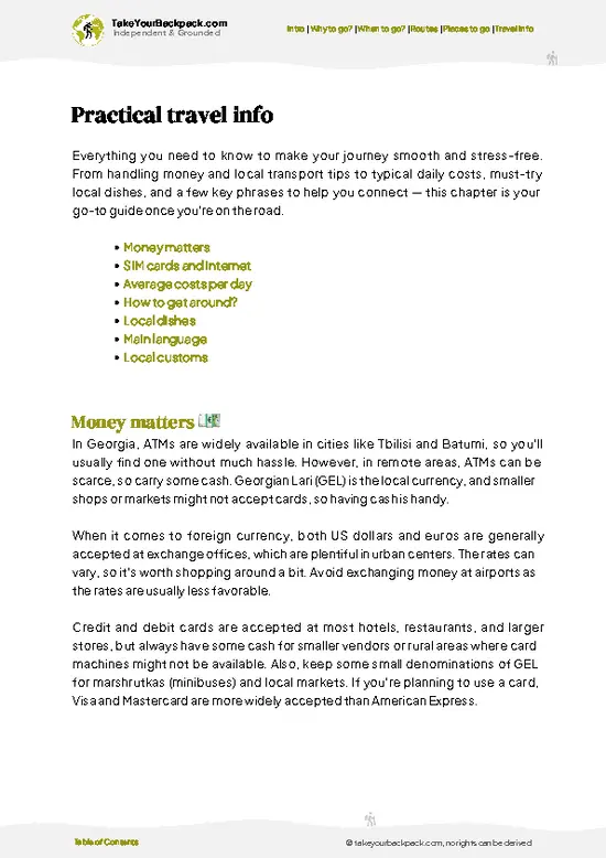 example page 7 from our offline Travel Guide for Georgia