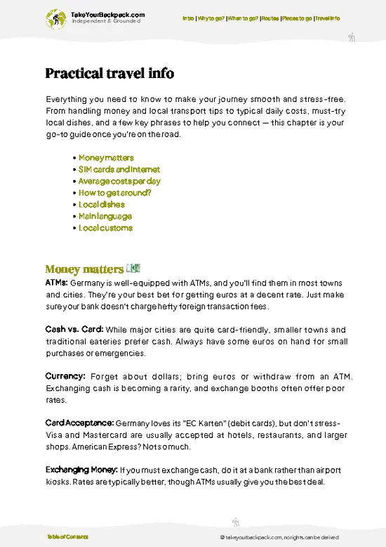 example page 7 from our offline Travel Guide for Germany