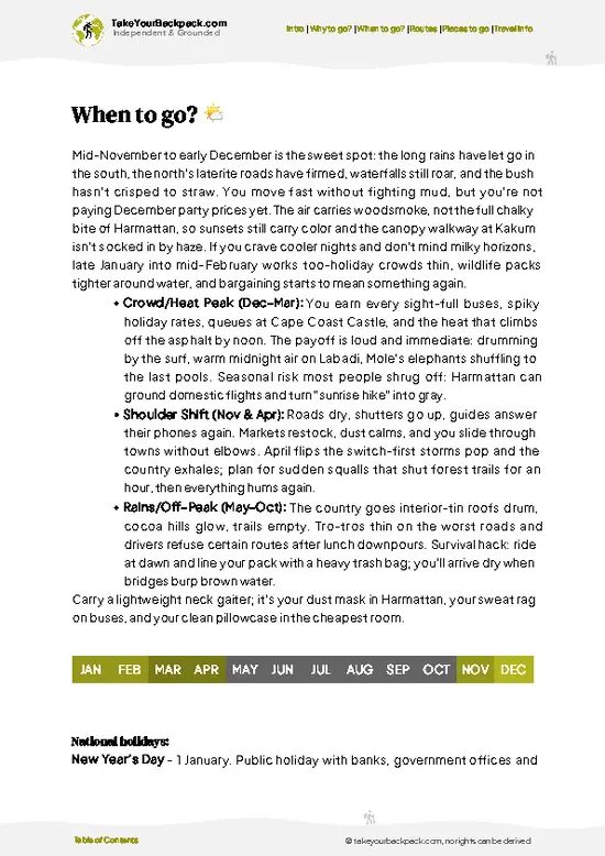 example page 3 from our offline Travel Guide for Ghana