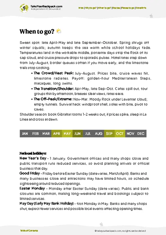 example page 3 from our offline Travel Guide for Gibraltar