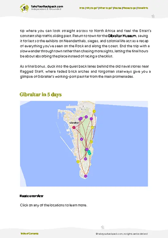 example page 4 from our offline Travel Guide for Gibraltar