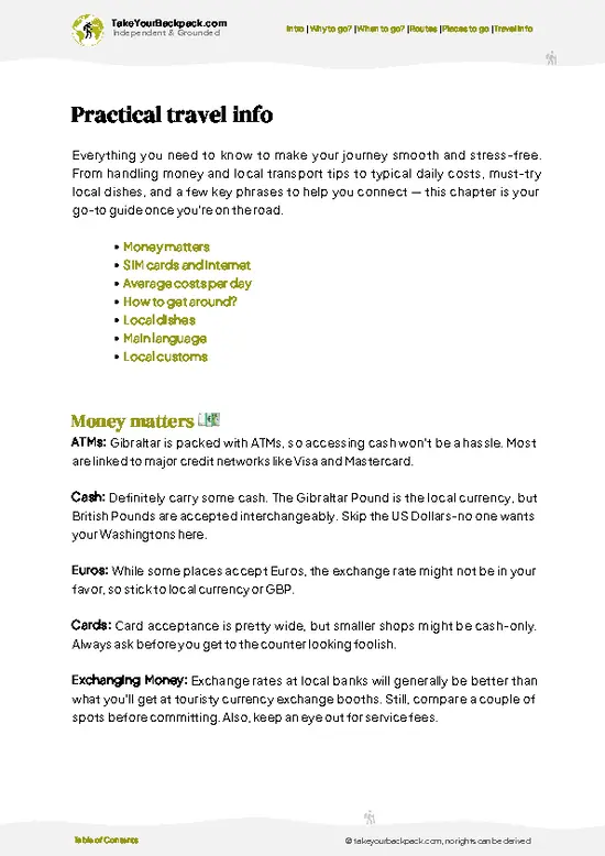 example page 7 from our offline Travel Guide for Gibraltar