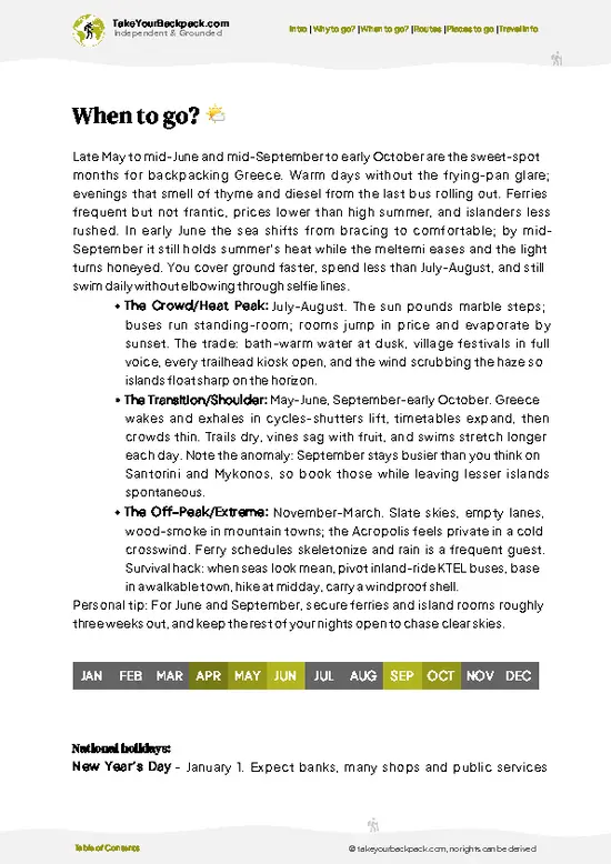 example page 3 from our offline Travel Guide for Greece