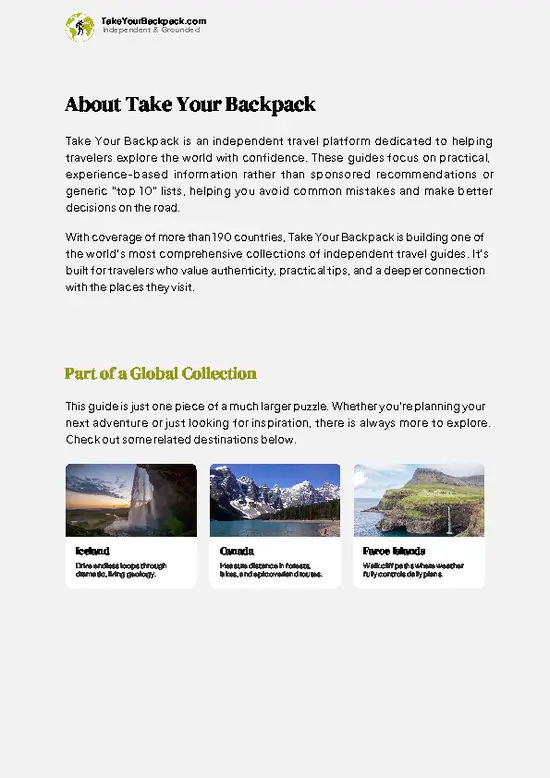 example page 1 from our offline Travel Guide for Greenland