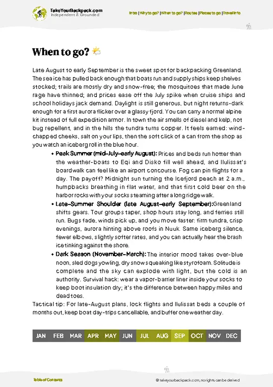 example page 3 from our offline Travel Guide for Greenland