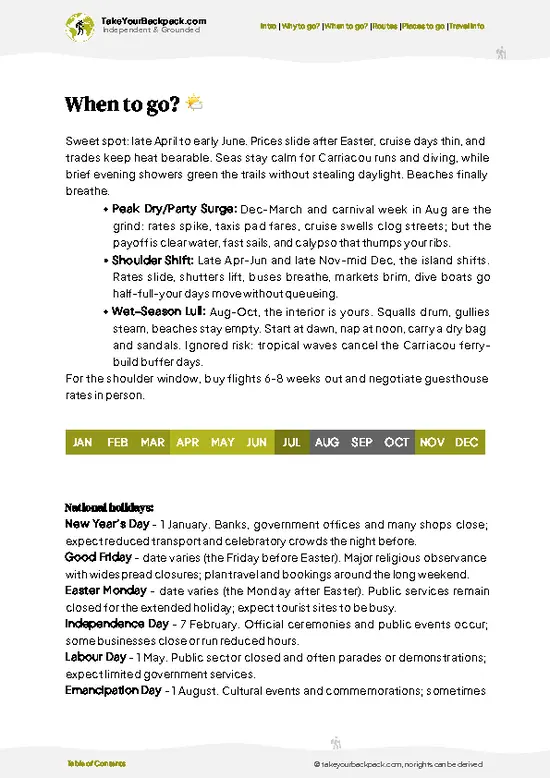 example page 3 from our offline Travel Guide for Grenada