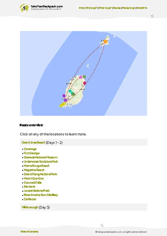 example page 4 from our offline Travel Guide for Grenada