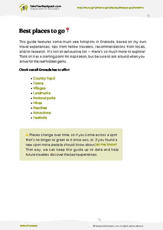 example page 5 from our offline Travel Guide for Grenada