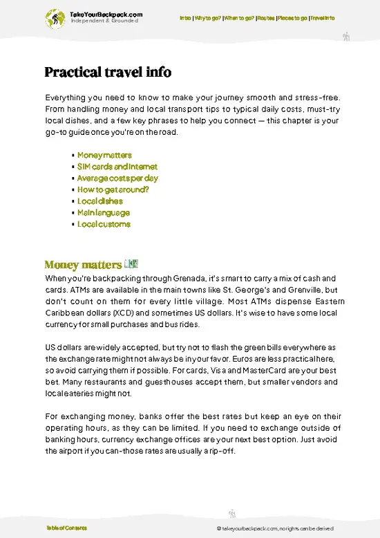 example page 7 from our offline Travel Guide for Grenada
