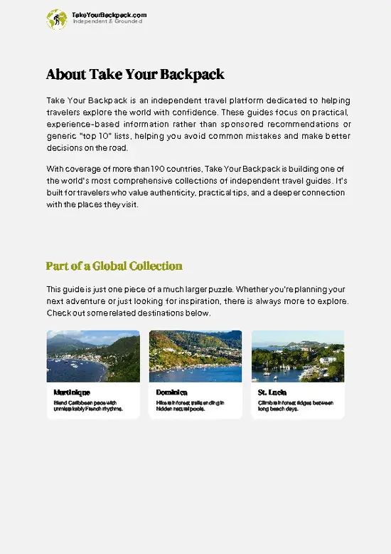 example page 1 from our offline Travel Guide for Guadeloupe