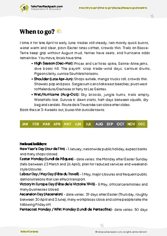 example page 3 from our offline Travel Guide for Guadeloupe