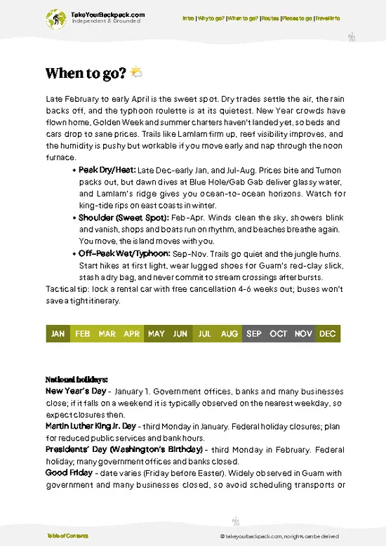 example page 3 from our offline Travel Guide for Guam