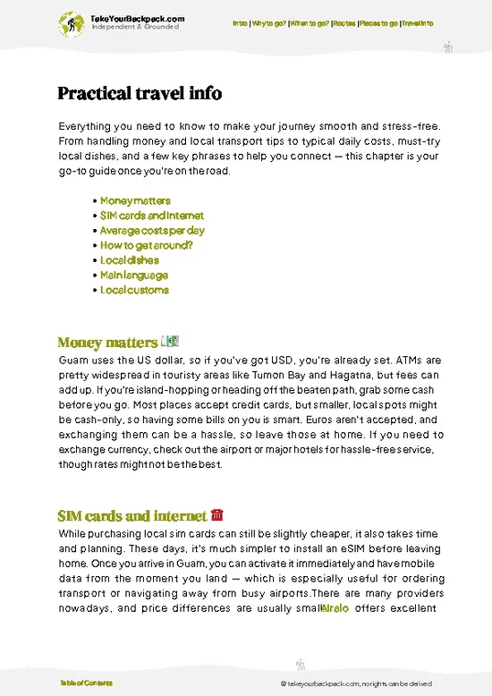 example page 7 from our offline Travel Guide for Guam