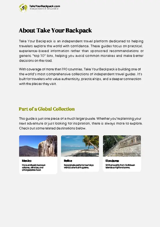 example page 1 from our offline Travel Guide for Guatemala