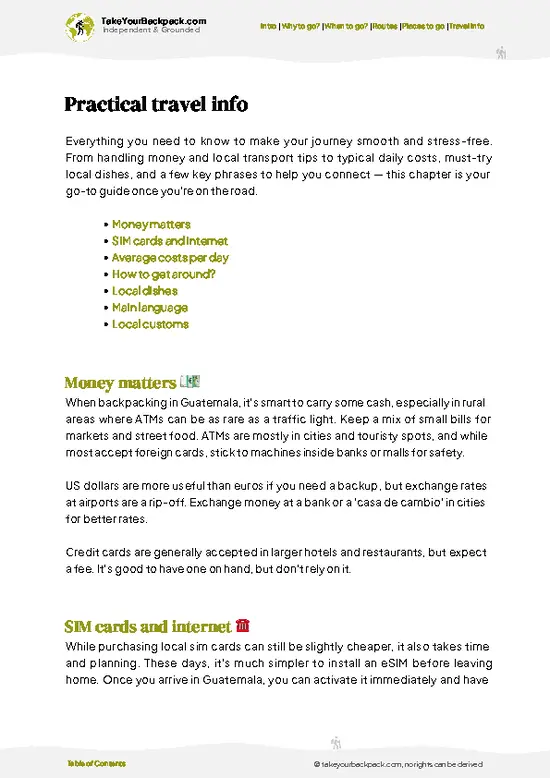 example page 7 from our offline Travel Guide for Guatemala