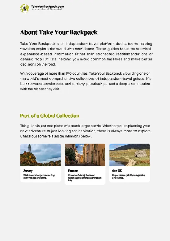 example page 1 from our offline Travel Guide for Guernsey