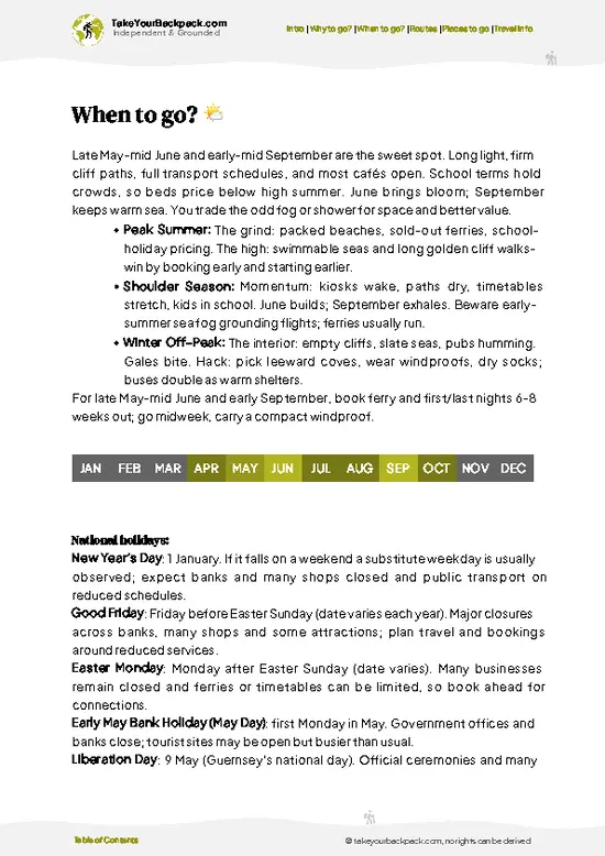 example page 3 from our offline Travel Guide for Guernsey
