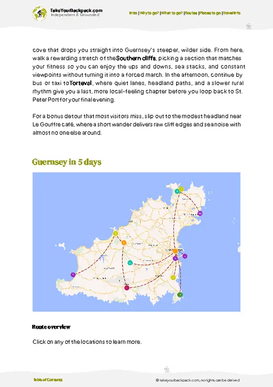 example page 4 from our offline Travel Guide for Guernsey