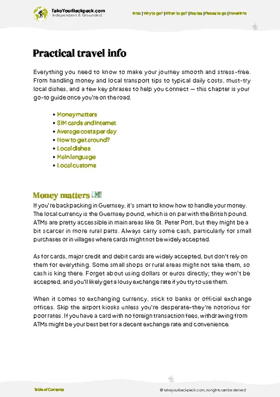 example page 7 from our offline Travel Guide for Guernsey