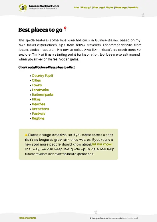 example page 5 from our offline Travel Guide for Guinea-Bissau