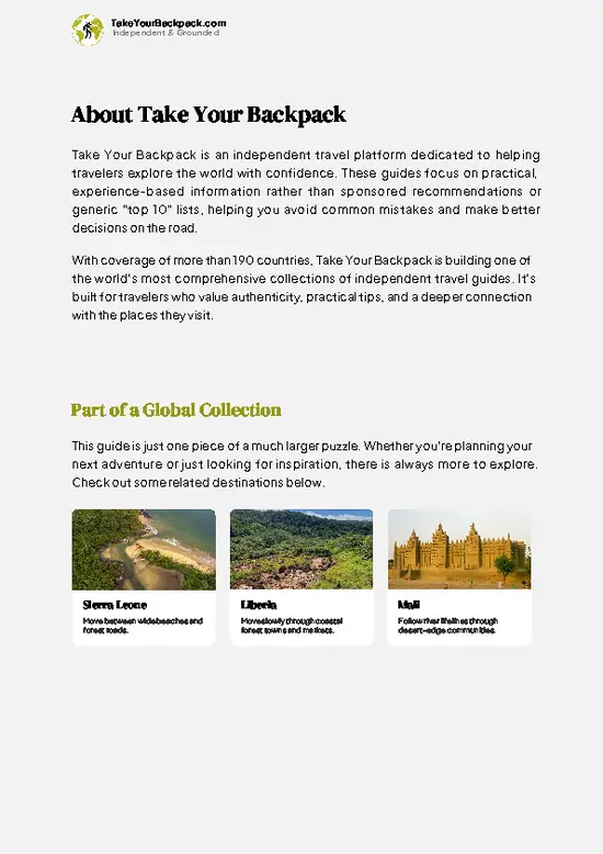 example page 1 from our offline Travel Guide for Guinea