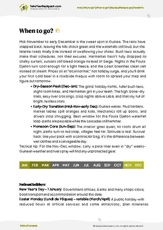 example page 3 from our offline Travel Guide for Guinea