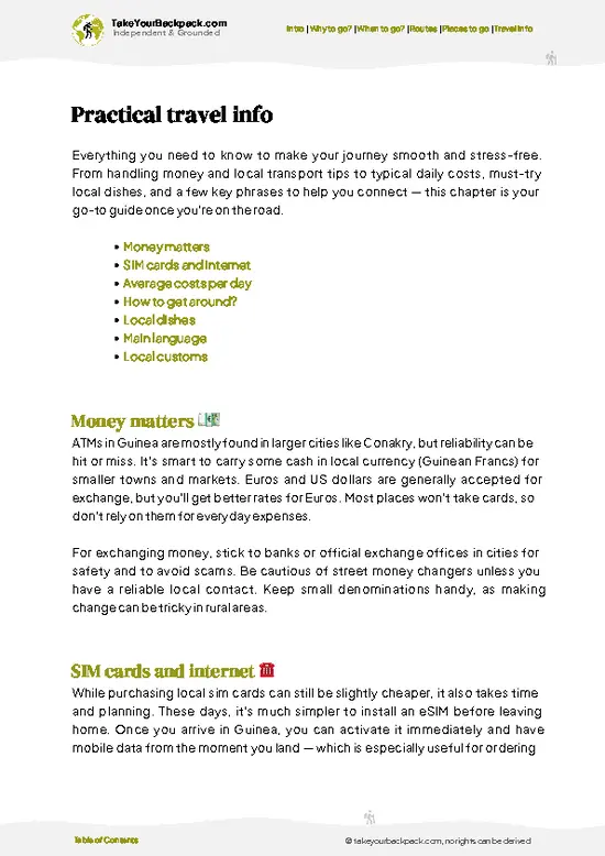 example page 7 from our offline Travel Guide for Guinea