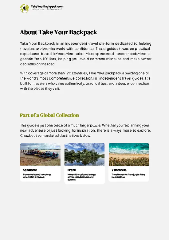 example page 1 from our offline Travel Guide for Guyana
