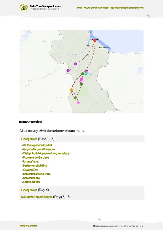 example page 4 from our offline Travel Guide for Guyana