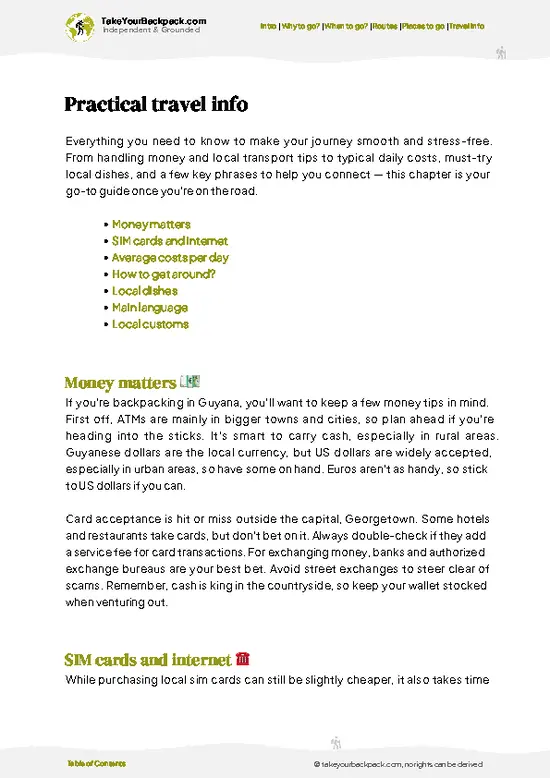 example page 7 from our offline Travel Guide for Guyana