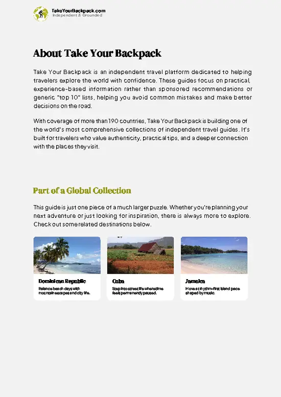 example page 1 from our offline Travel Guide for Haiti